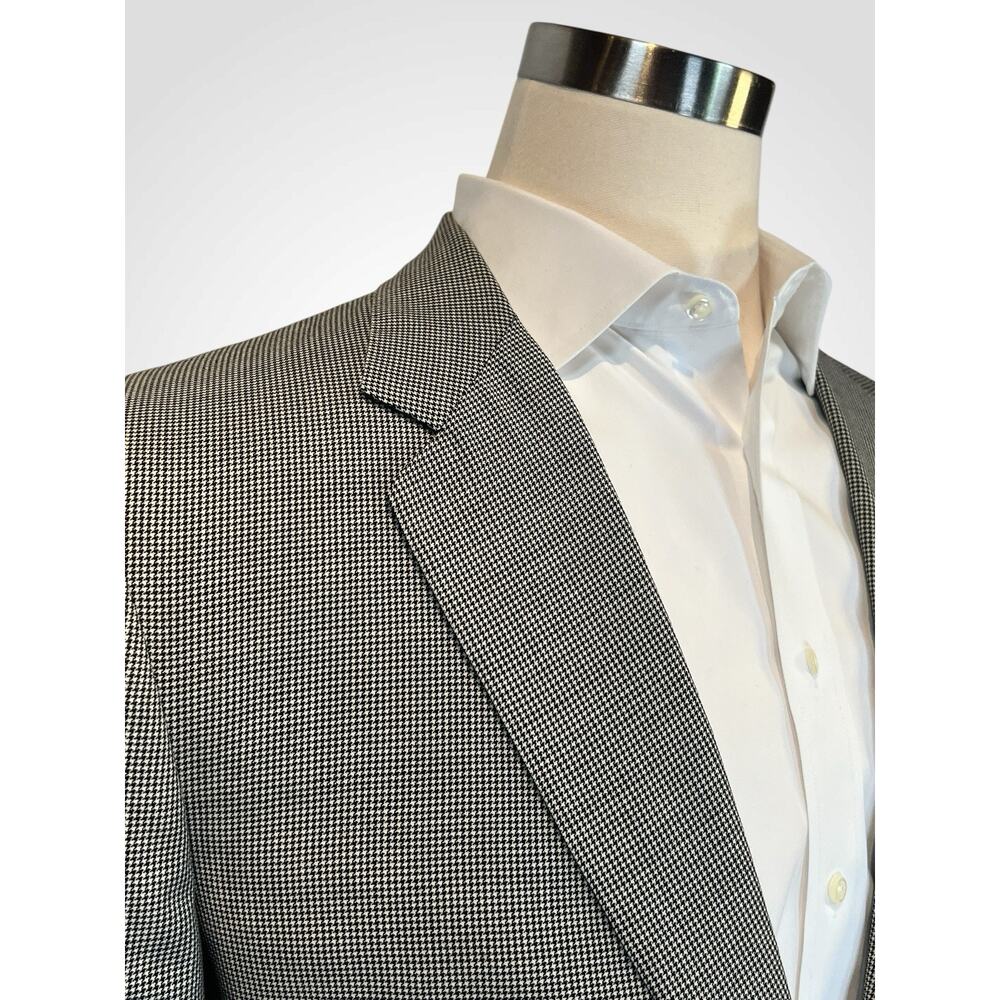 Vtg Oxxford Micro-Houndstooth Super 100s Suit 44L 37x29 Black Ivory 1/4 Lined - Picture 7 of 16